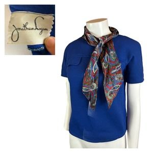 1960s Mod Jonathan Logan Cropped Top Paisley Scarf S/S / Women’s Small *